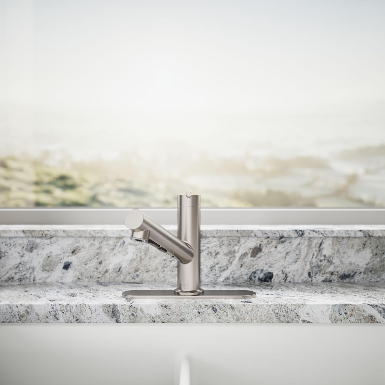 KOHLER 22976-VS Crue Pull-Out Kitchen Faucet, Pull Out Sprayer, Single-Handle, Utility Faucet, Vibrant Stainless