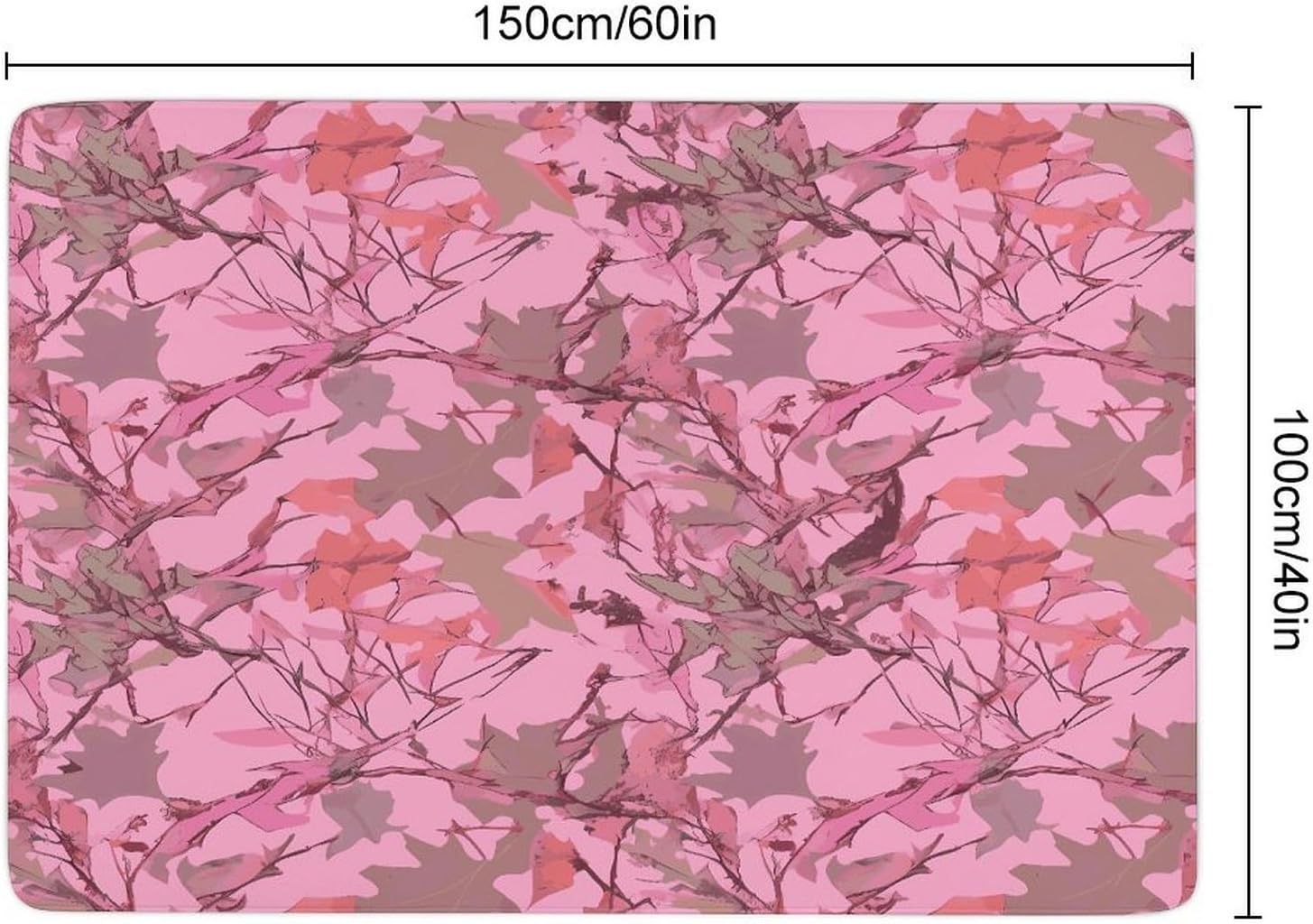 Pink Leaves Camo Carpet for Living Room,Washable Dining Room Non-Slip Under Table Rug 40“x60”Large Rugs Lndoor Home Decoration Stain Resistant Carpet for Bedroom