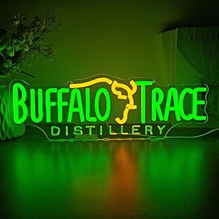 Buffalo Neon Sign Trace Distillery Whiskey Neon Lights for Bedroom Home Business Club Pub Neon Bar Sign for Man Cave Light up Sign for Wall Decor Gift