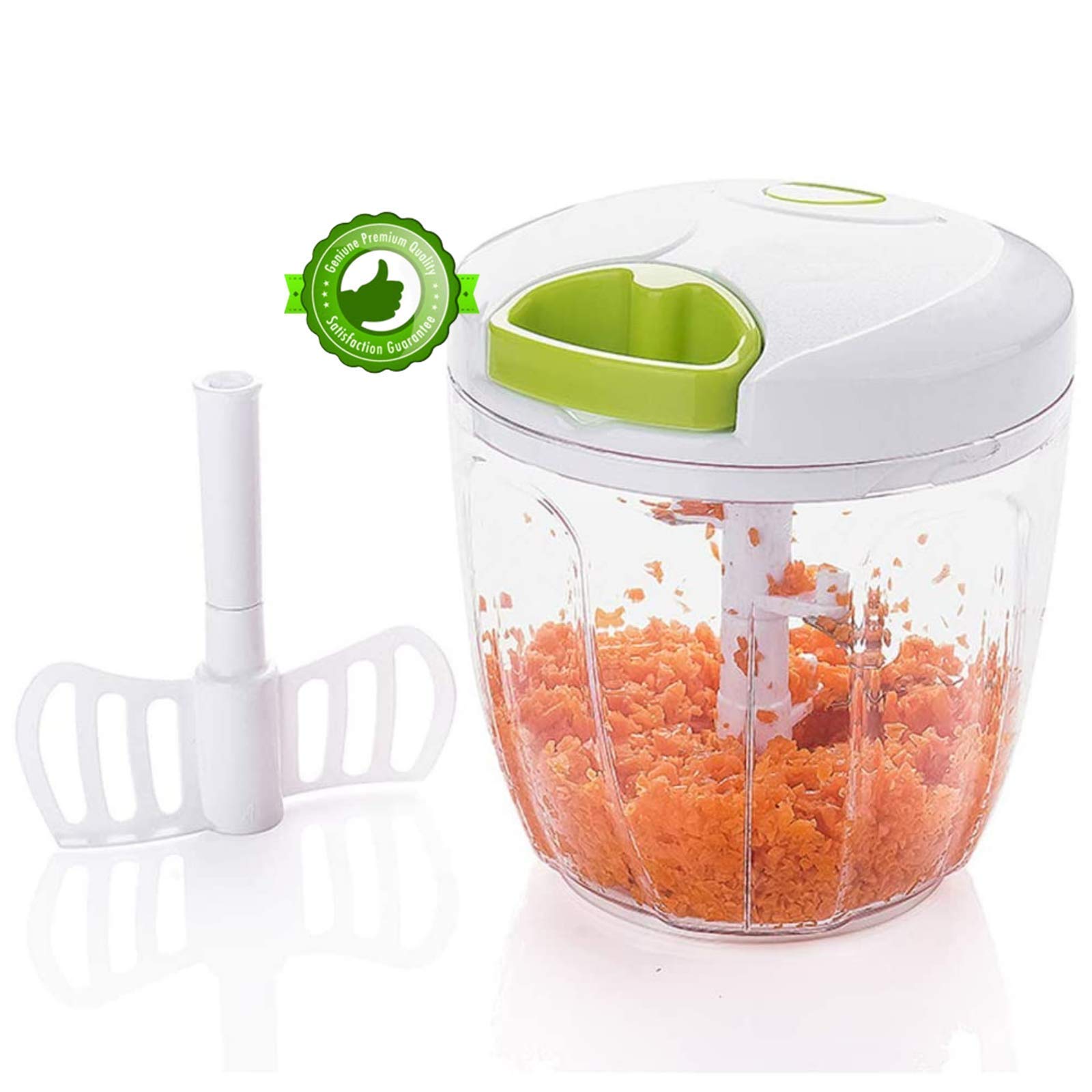 Quick Pull Manual Food Chopper, Speedy Vegetable Chopper With 5 sharp blades, Perfect as Hand Mixer for Vegetable, Fruit, Juice & Egg, Best Manual Food Processor