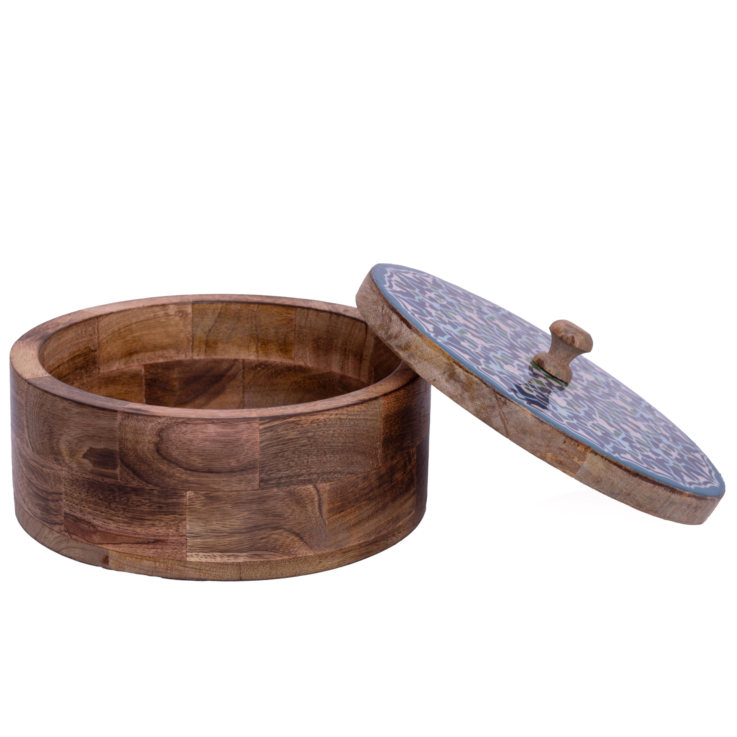 Handgefertigter hölzerner mexikanischer Tortilla-Stövchenkorb indischer Chapati-Roti-Brothalter Box Pfannkuchen-Keeper-Serviergeschirr Hot Pot Auflaufform mit Deckel Home Küche Essdekor, naturbraun