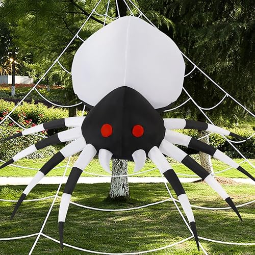 Miniatura 5 de GOOSH Araña inflable de Halloween de 6 pies de altura con luz mágica, decoración de patio inflable con luces LED integradas para vacaciones,