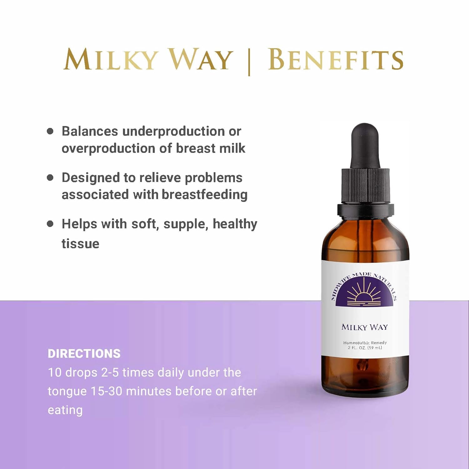 Milky-Way Homeopathic Lactation Drops by Midwife Made Naturals – Natural Milk Supply and Breastfeeding Support for Nursing Moms | Hormone-Free, Non-GMO, Non-Toxic | 2 fl oz