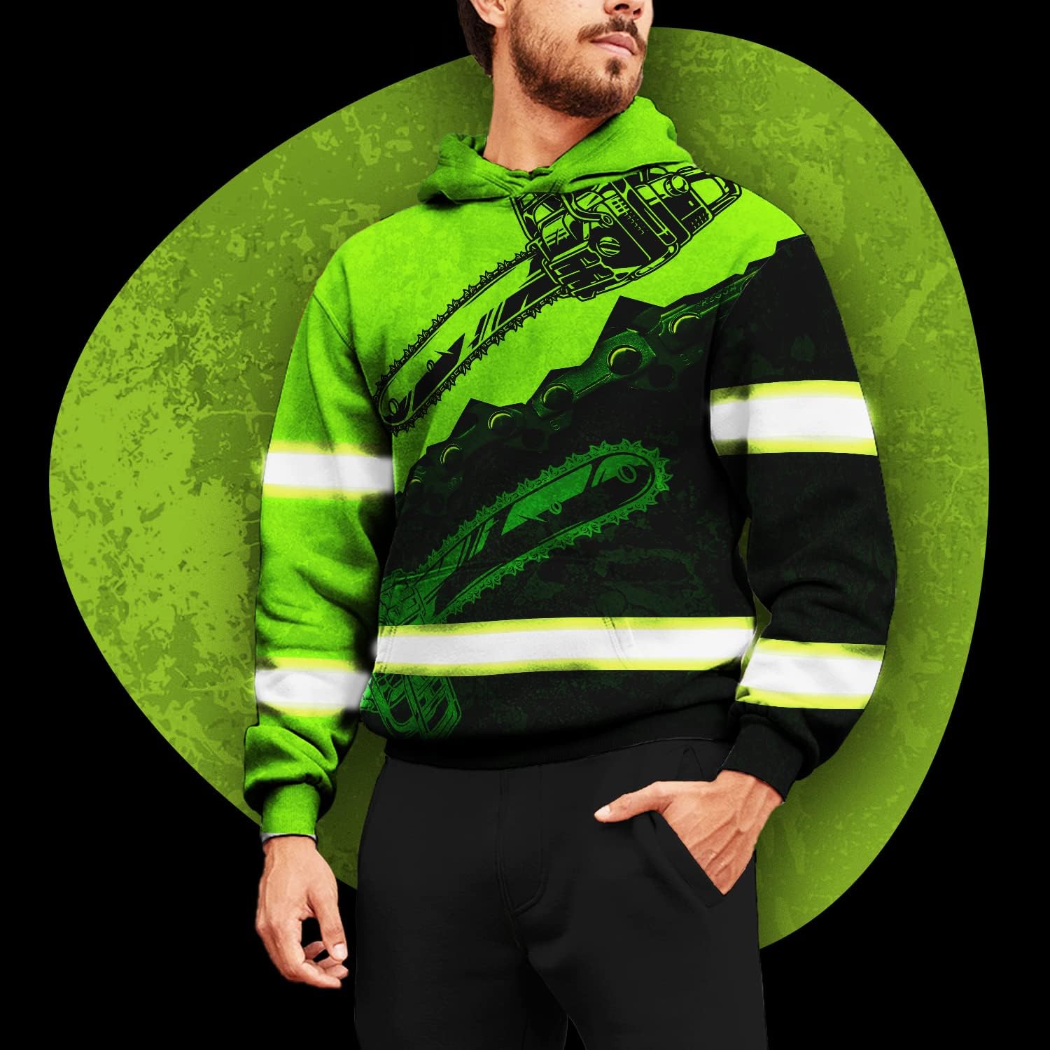 Matedecor High Visibility Hi Vis Hoodie for Men - Jobs Collection Custom Name Class 3 Reflective Safety Workwear