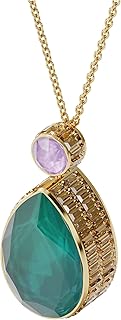 Orbita Crystal Jewelry Collection, Necklace, Single Earring, Earring Pair, Green & Lilac Crystals, Gold Tone Finish