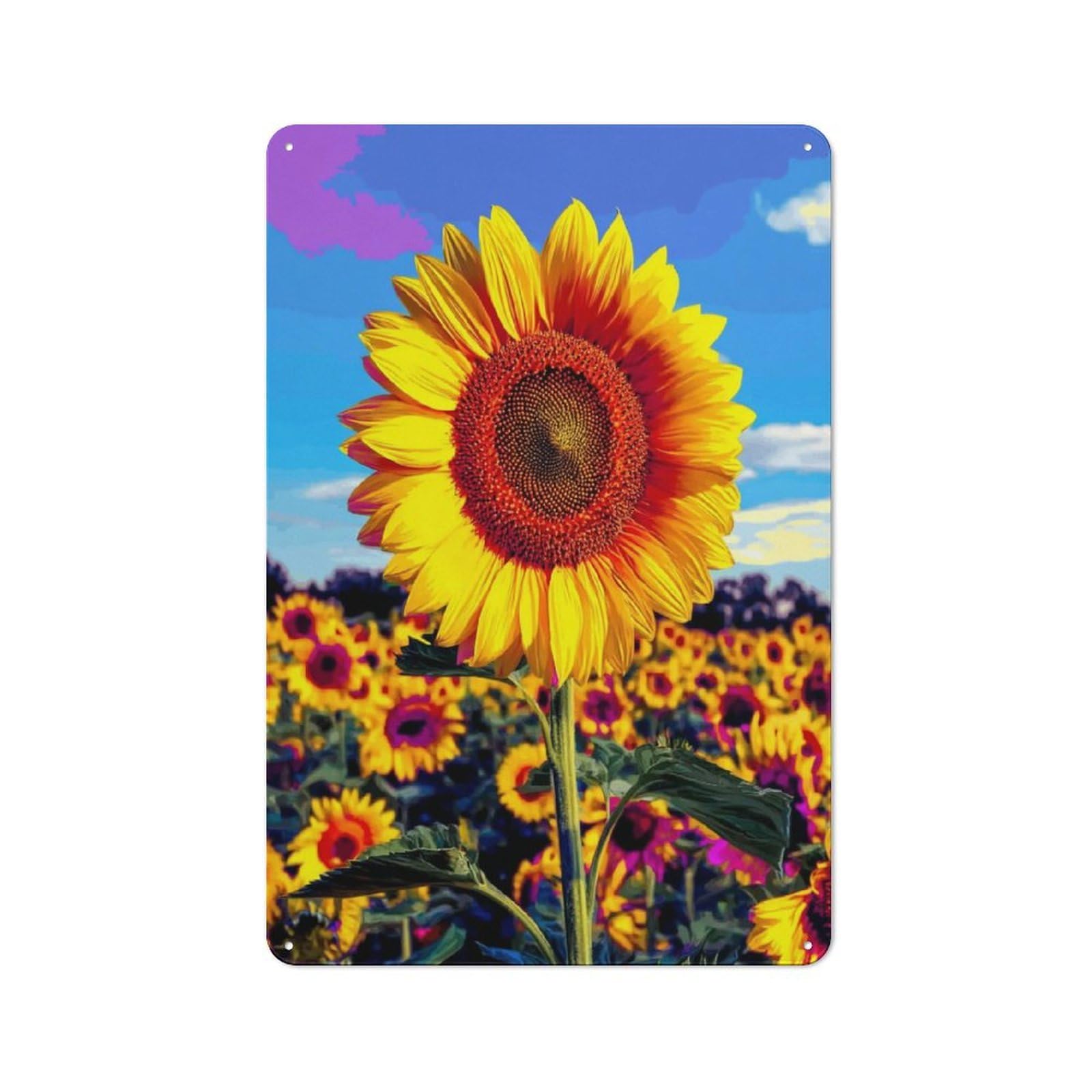 Junmoney Sunflower Field Bliss -7 Retro Vintage Tin Sign 30X20cm, Cafe Wall Decor For Kitchen, Cafe, Pantry Or Dining Room