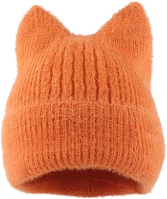 yolrdiw Cute Cat Ear Beanie Knitted Fuzzy Hat Y2k Accessories Grunge Emo Stuff