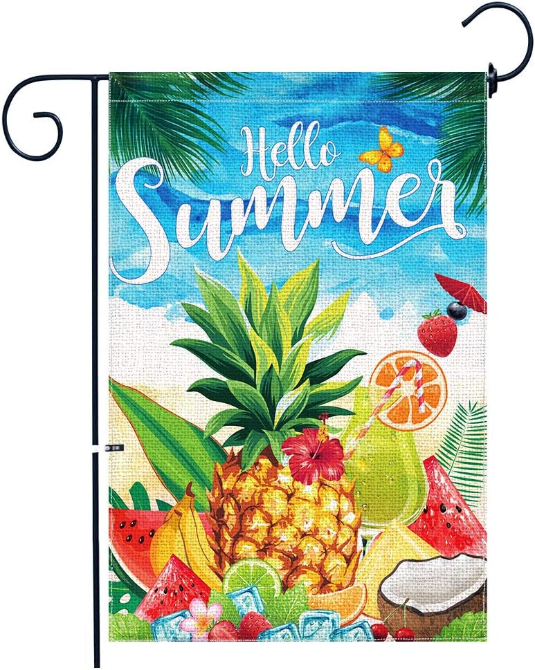 pinata Pineapple Garden Flags Summer Yard Flag Double Sided Burlap Watermelons Beach Small Garden Flag 12 X 18 Inch Hello Summer Porch Decor Plam Tree Sea Outdoor Signs