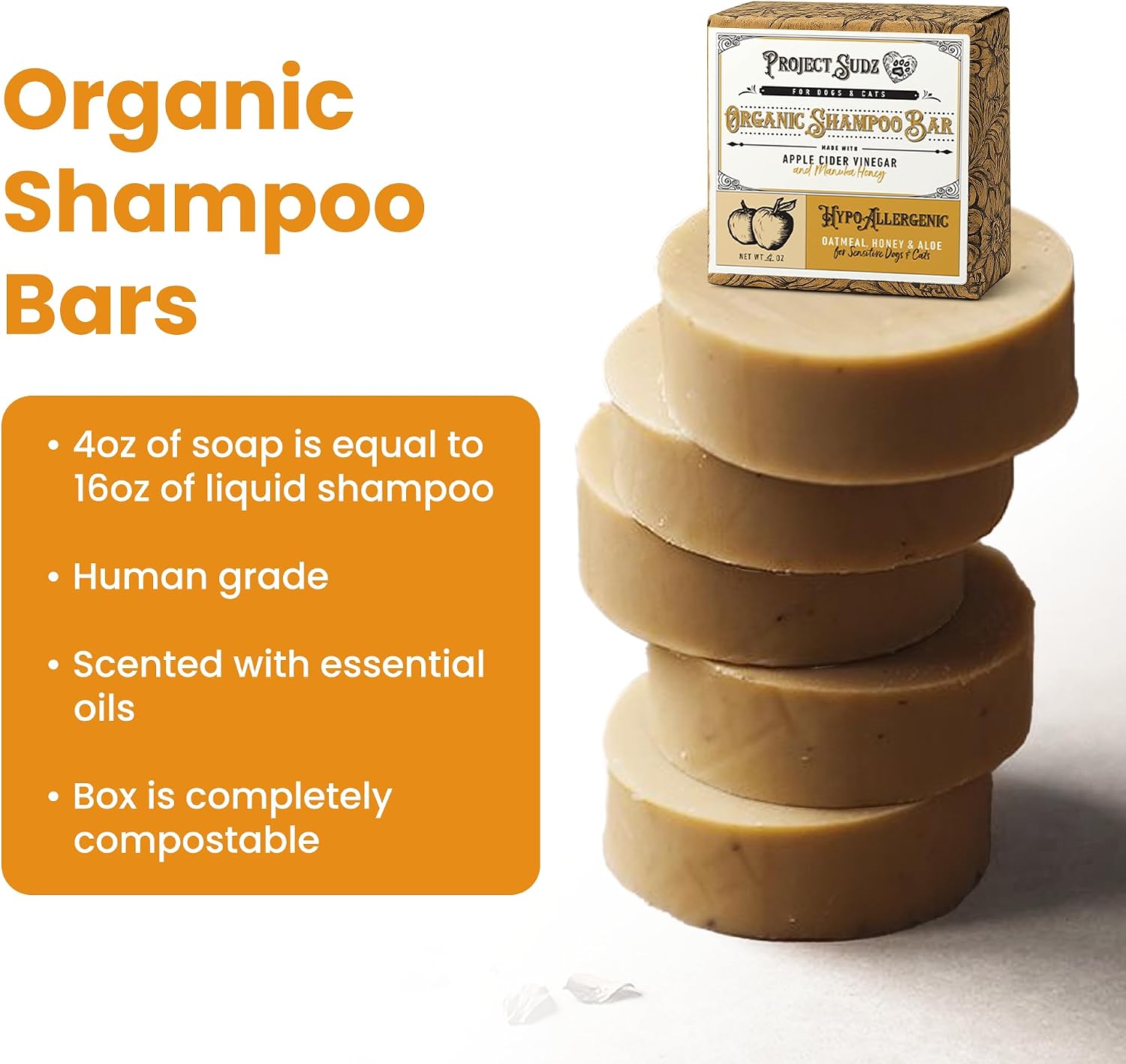 Project Sudz Oatmeal and Honey Dog Shampoo Bar | Hypoallergenic | Sensitive Coat | Big Dogs and Puppies Too (2) image 5