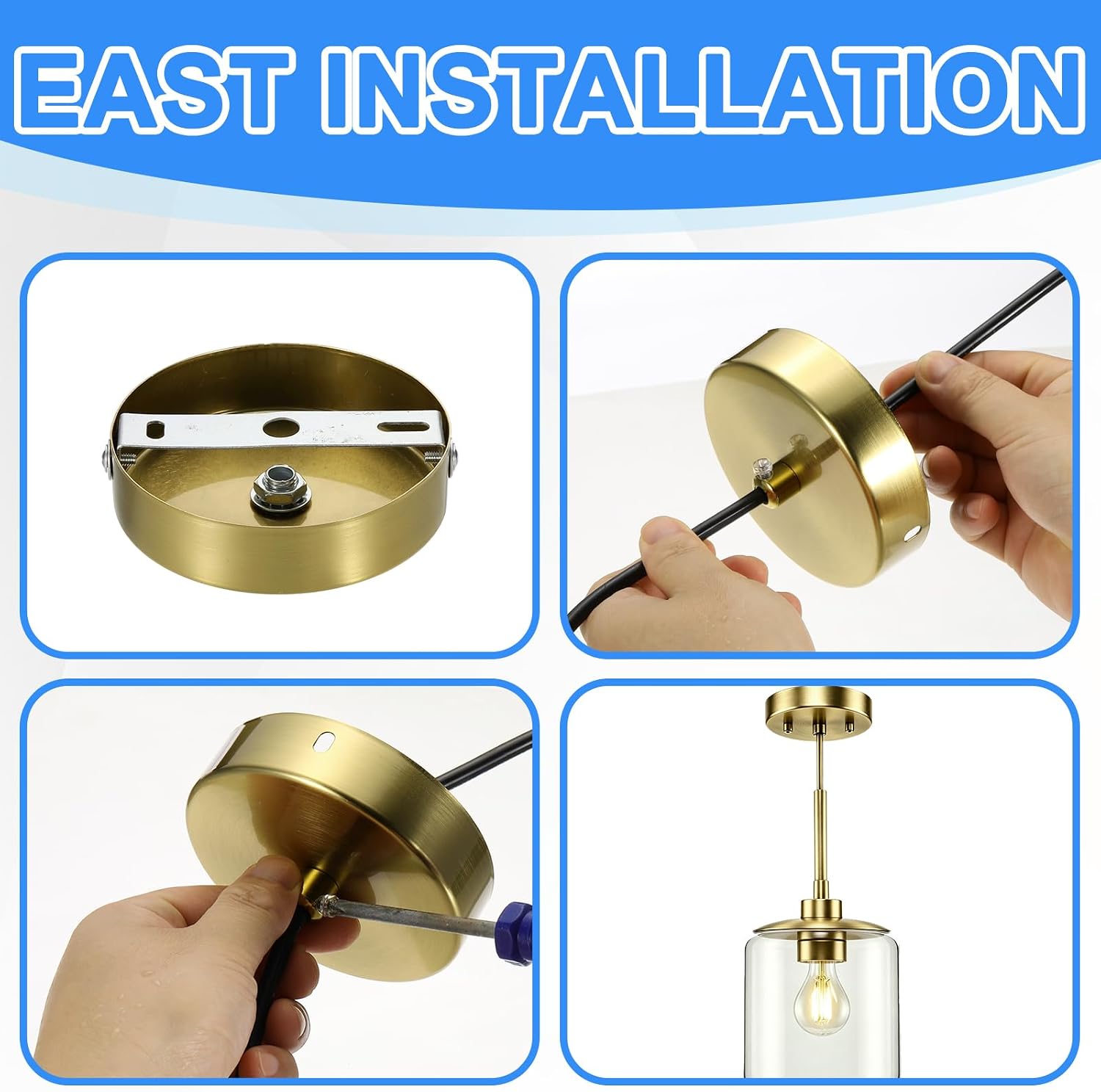 Metal Round Solid Lamp Stand 5.9" x 1" 1 Pcs Brass | Metal Circular Lamp Base Iron Round Light Base for Home Decor DIY Bedroom Living Room, 0.7 mm Thick Edge-Mount