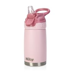 Nuby Thirsty Kids No Spill Flip-It Reflex Stainless Steel Travel Cup or Water Bottle - 10 Oz -