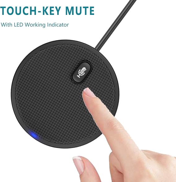 Upgraded USB Conference Microphone for Computer, 360 Omnidirectional Condenser Mic with Mute Key, Great for Video Conference, Gaming, Chatting, Skype, Plug & Play, Windows macOS, Ideal for Gift