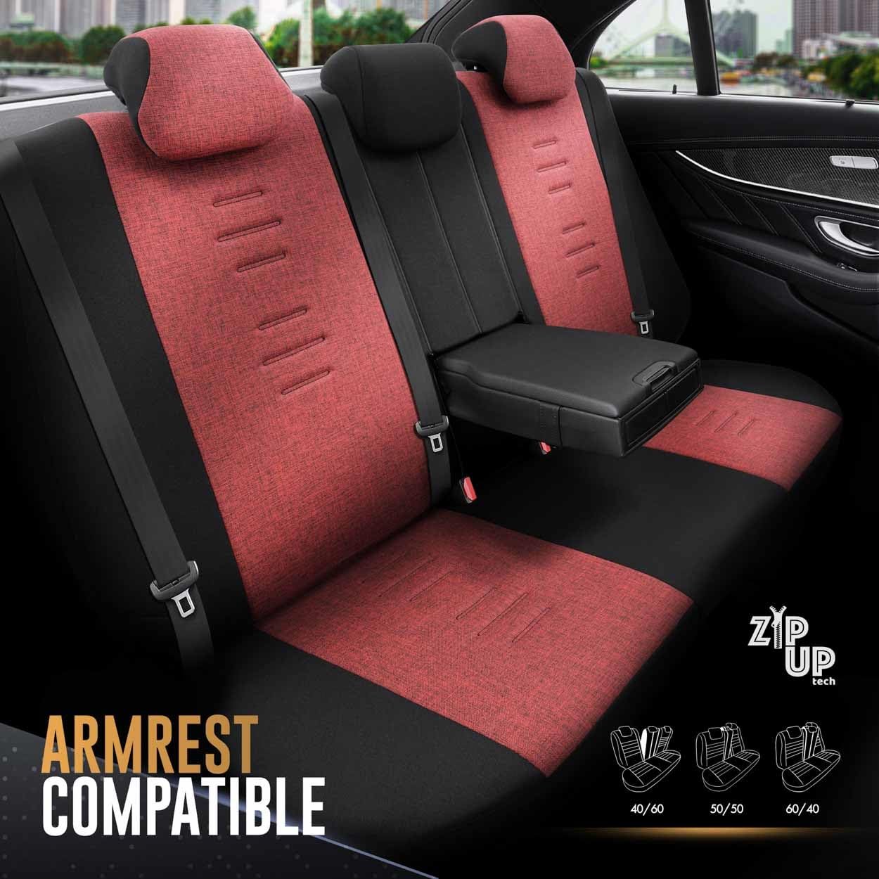 Generisch XKERIBOM Auto Sitzbezug Sitschoner Schonbezug Universal Komfortabel Schwarz ROT XAPLOT86756-1