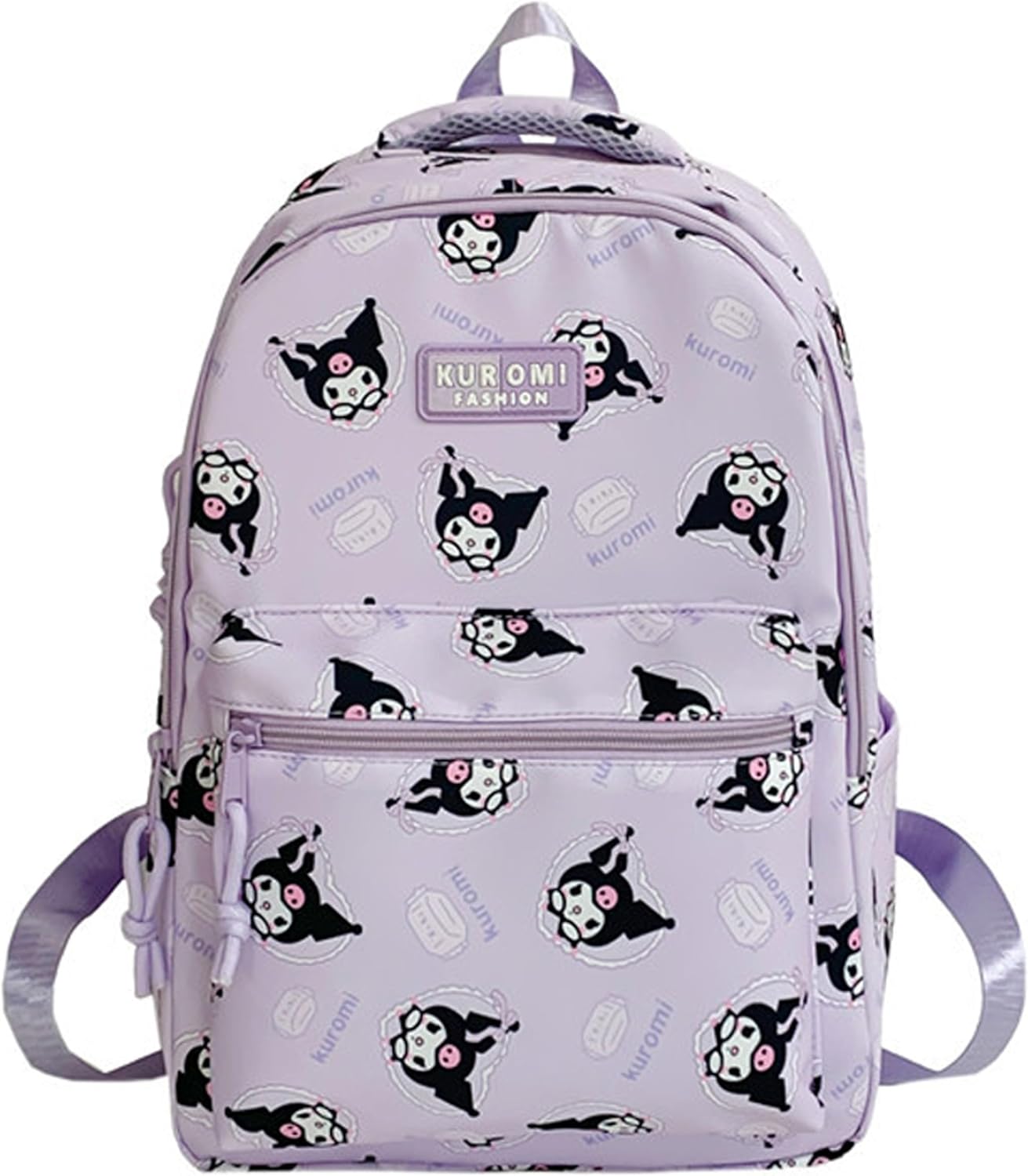 Roffatide Cartoon Kuromi All Over Print Casual Backpack Laptop Backpack Travel Hiking Rucksack Daypack Purple, LYB12603