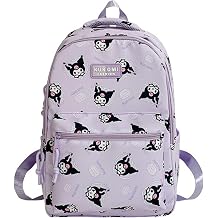 Roffatide Cartoon All Over Print Casual Backpack Laptop Backpack Travel Hiking Rucksack Daypack Purple