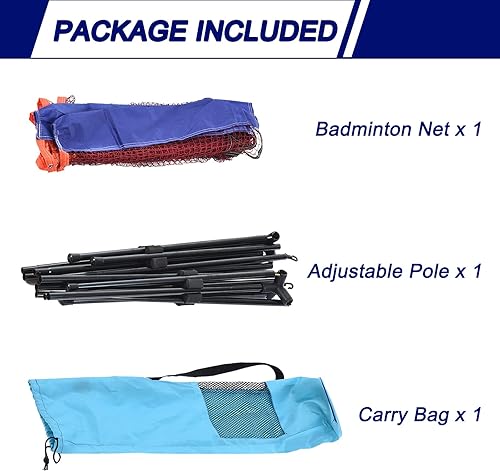 Miniatura 4 de PATIKIL Red de bádminton portátil de 14 pies, juego de red de pickleball de altura ajustable con bolsa de transporte para voleibol, fútbol, al aire