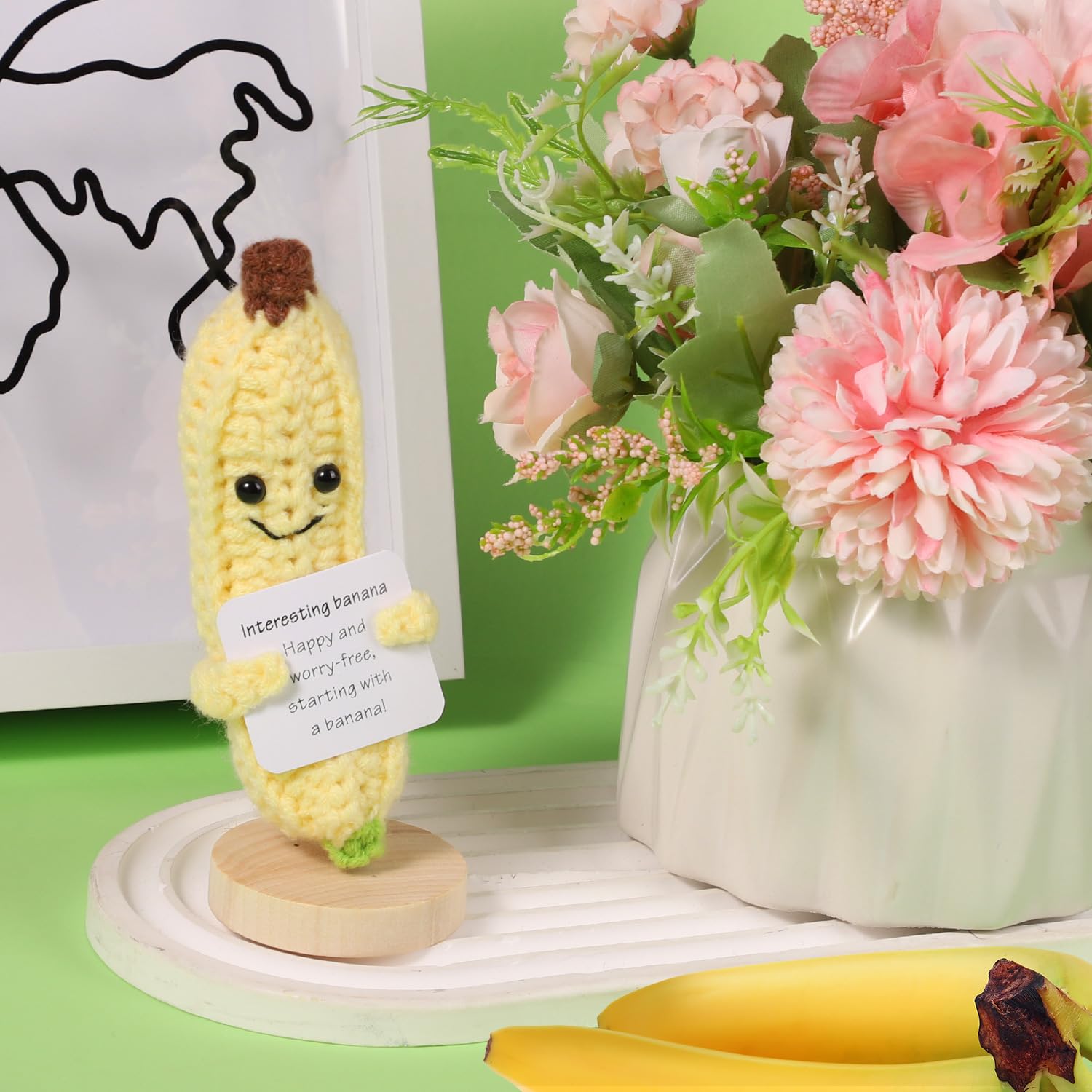 BOXOB Crochet Banane Positif Amusant, 14 Cm Jouet Tricoté Banane BOXOB Crochet Banane Positif Amusant, 14 Cm Jouet Tricoté Banane