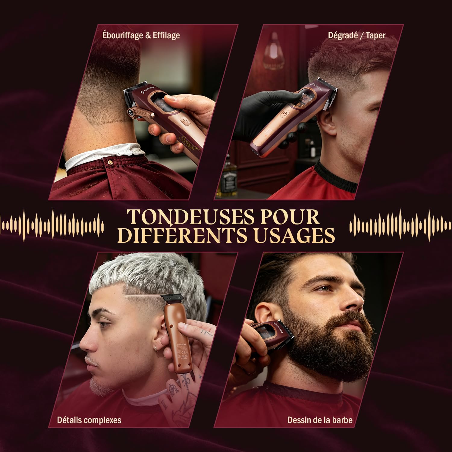 SUPRENT Tondeuse à Cheveux Professionnelle-Moteur Vectoriel à Double Bobine