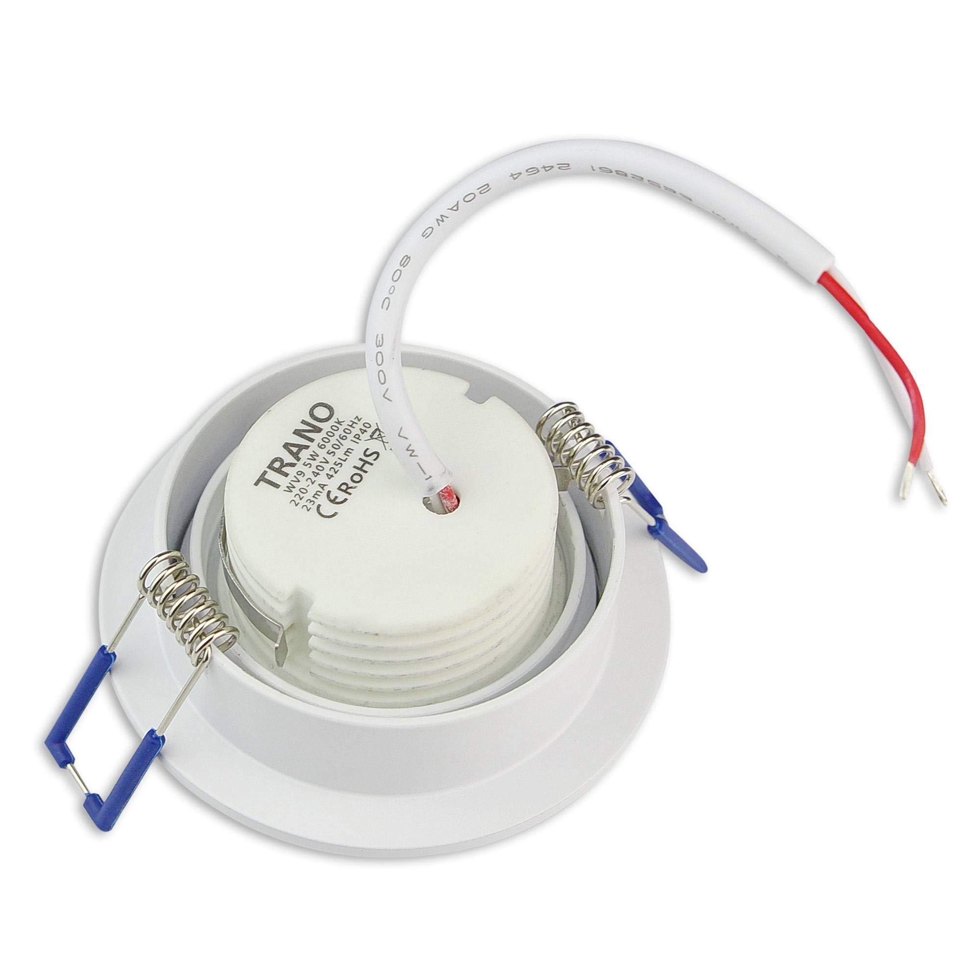 10x LED Einbaustrahler Set weiß - rund 5 Watt neutralweiß 230V flach (30mm) - Einbauleuchte dimmbar aus Aluminium - 75mm Bohrloch Einbau-Spot Decken-Strahler