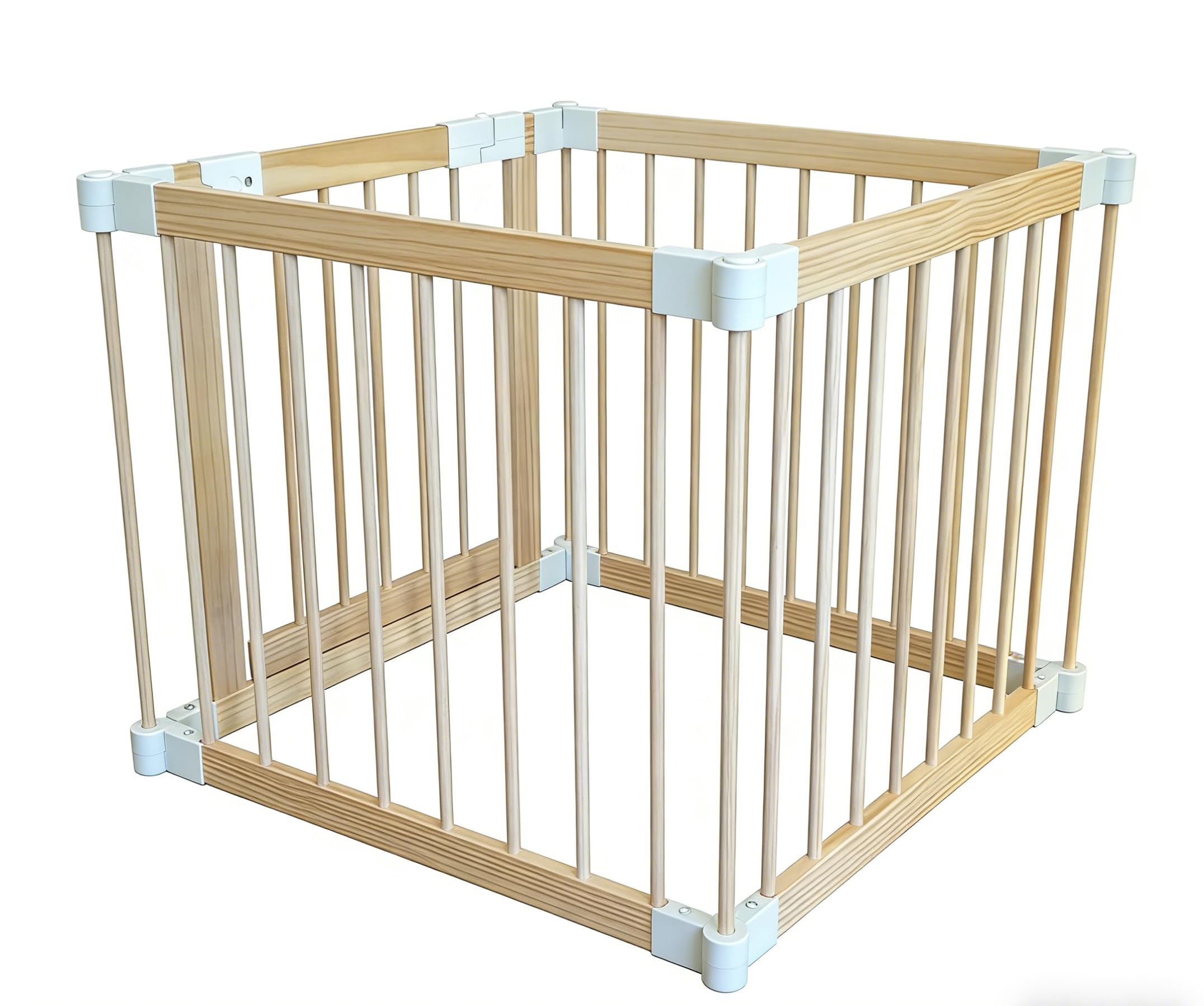 Laufstall Baby, Laufgitter Baby aus Holz, faltbar mit Tür & Sicherheitsverschluss, individuell formbarer Krabbelgitter Absperrgitter für Babys & Kleinkinder(67 * 59.13cm)