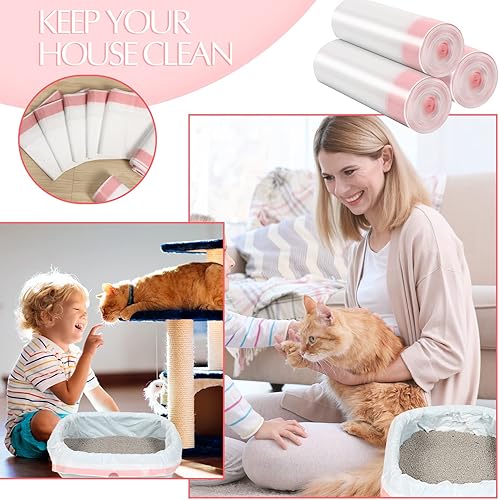 Miniatura 6 de Sabary 30 forros grandes para cajas de arena para gatos con cordón, bolsas de basura resistentes para gatos y gatos, bolsas de basura gruesas para