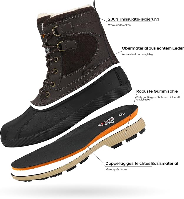 NORTIV 8 Men's Waterproof Winter Snow Hiking Boots Ankle High Boots