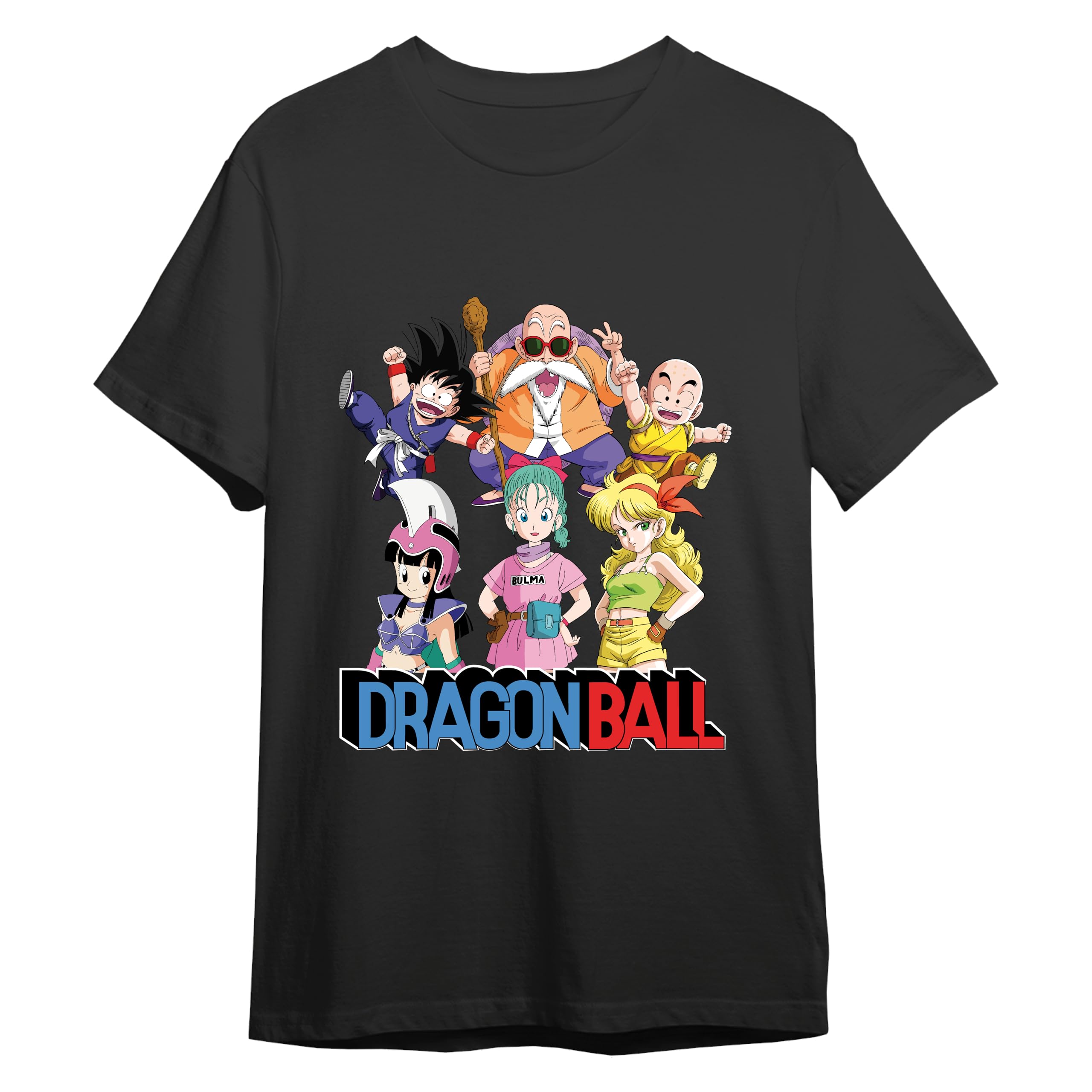 Dragon Ball Goku, Krillin, Bulma, Chichi, Kamesennin Black Short Sleeve T-Shirt T-Shirt Unisex Adulto (Pack de 1)