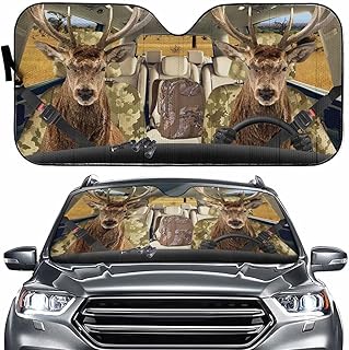 Forest Deer Couple Family Car Sunshade, Auto Sun Shade Car Accessories, Sun Visor Sunshield for Car Windshield Auto Cover Protector Window, Car Decor 57x27.5inch