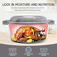 Vista 4 de Olla de horno holandés de hierro fundido esmaltado 2 en 1, 6 cuartos de galón con tapa de 2 cuartos de galón, asas dobles grandes, apta para horno