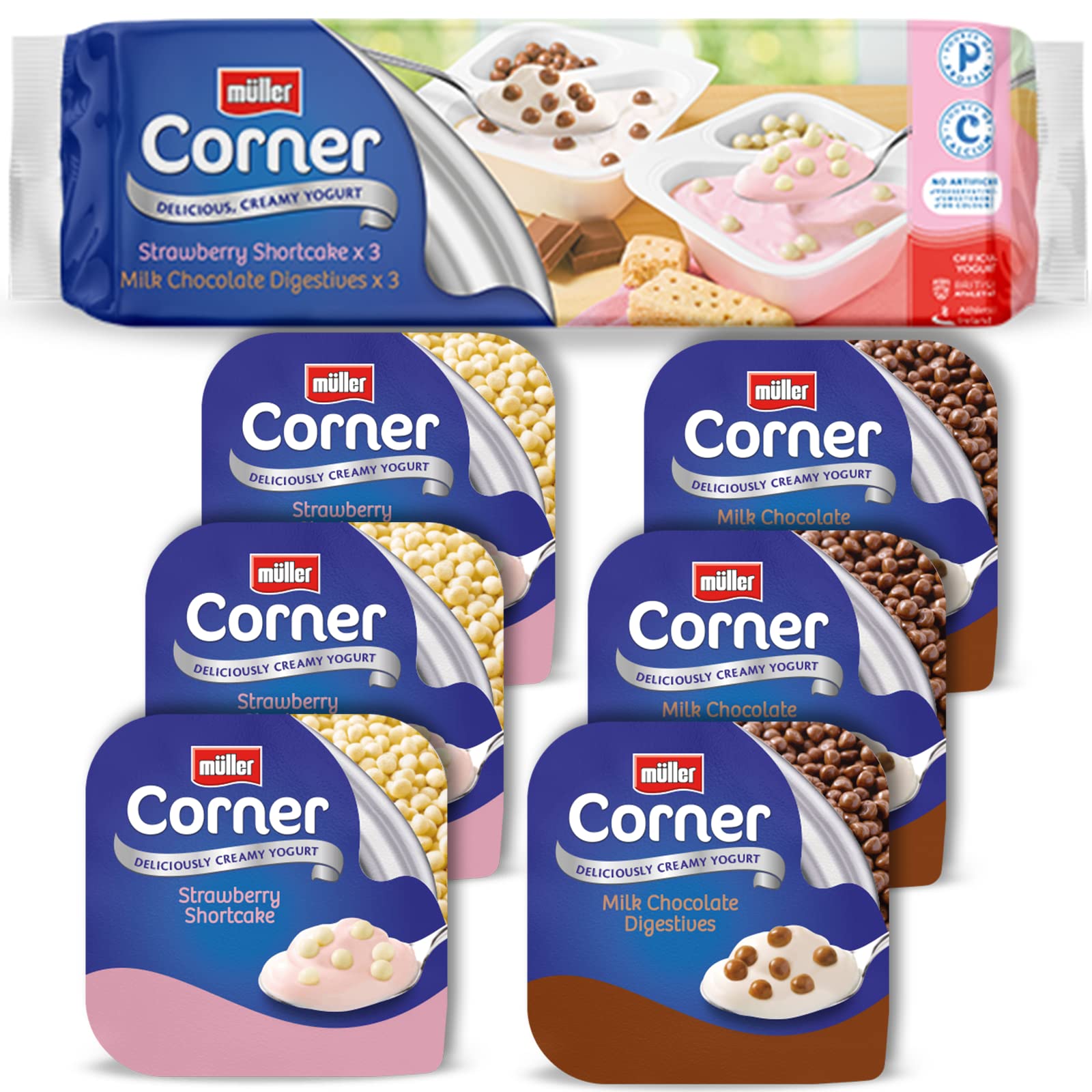 Buy Müller Corner Crunch 3 x Chocolate Digestive / 3 x Strawberry