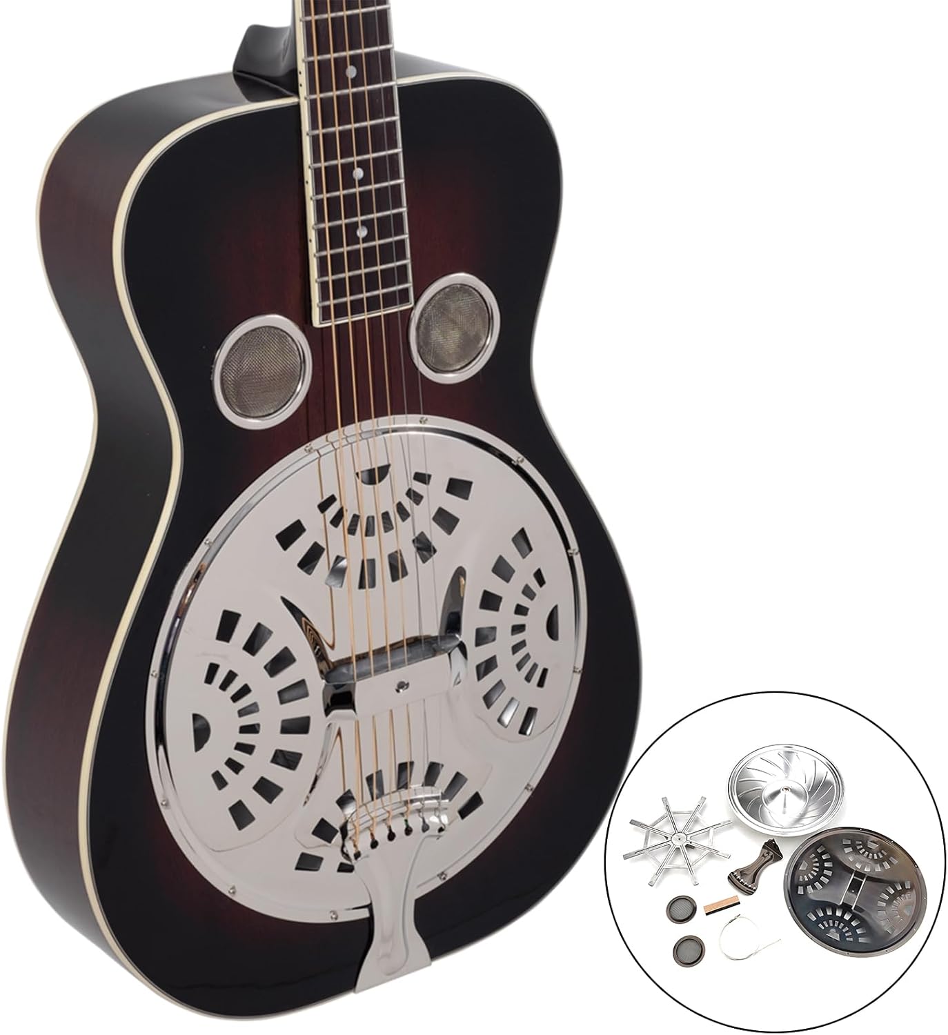 6 String Guitar Part Set Resonator Cones Soundhole Screens Tailpiece Bridge Saddles Acoustics Resonator Guitar Accessories Acoustic Guitar Parts