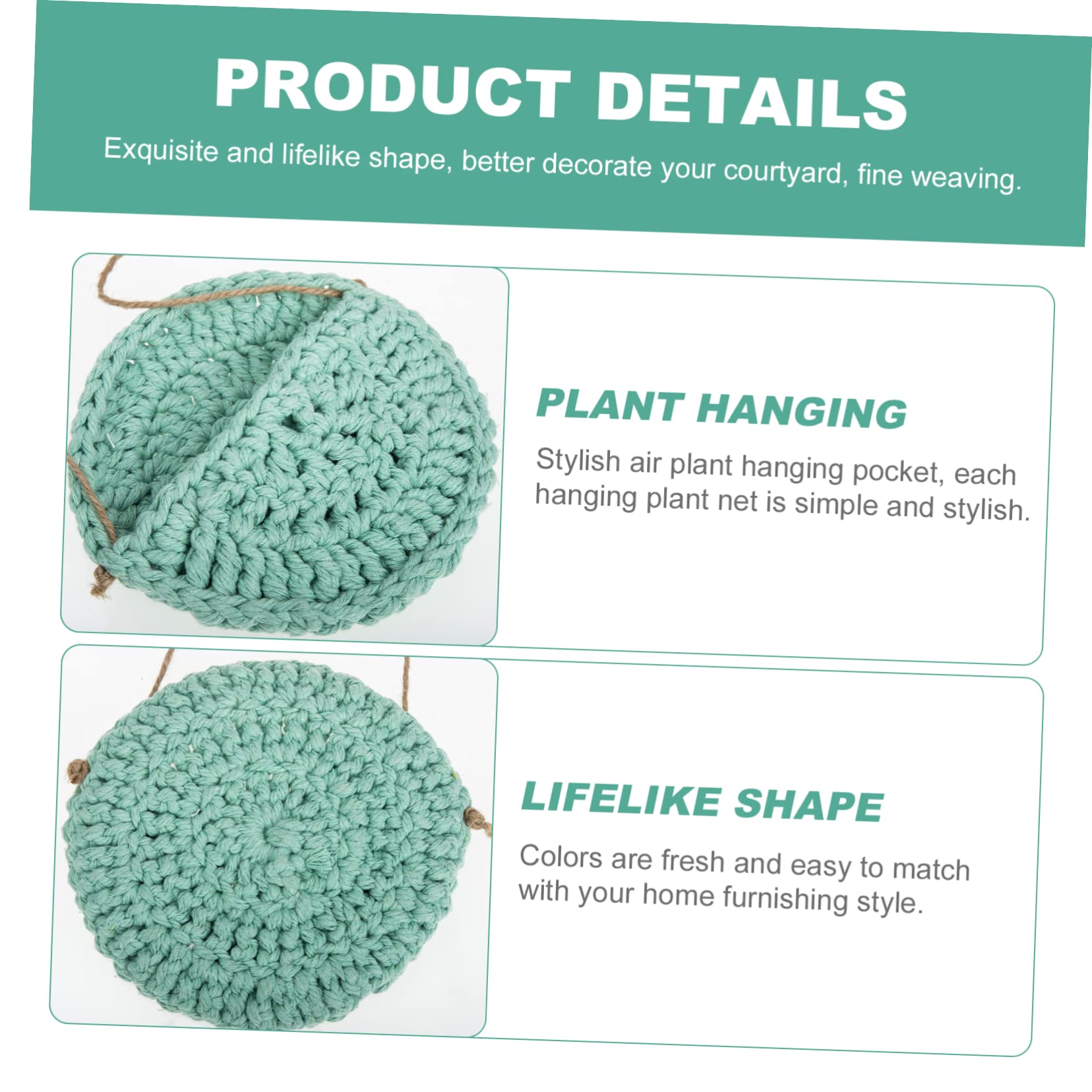 TOYANDONA Lot De 4 Paniers De Fleurs Décoratifs À Suspendre pour Plantes De Jardin Jardinières Esthétiques en Macramé Suspension pour Plantes Murales Intérieures en Coton Vert Clair