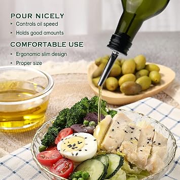 Olive Oil Dispenser Glass Oil Pourer Drizzle Bottle Vinegar Container Cruet Bottles Cooking Dispensing Set 500ML 2PCS