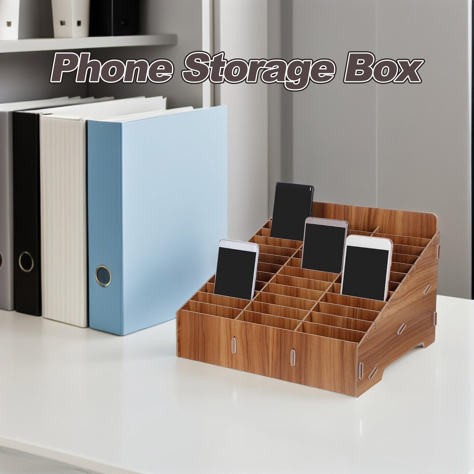 SHINEOFI Scatola in Materiale Resistente con Scomparti Multipli Porta Cellulare Organizer da Tavolo per Facile Gestione dei Telefoni per e Aula