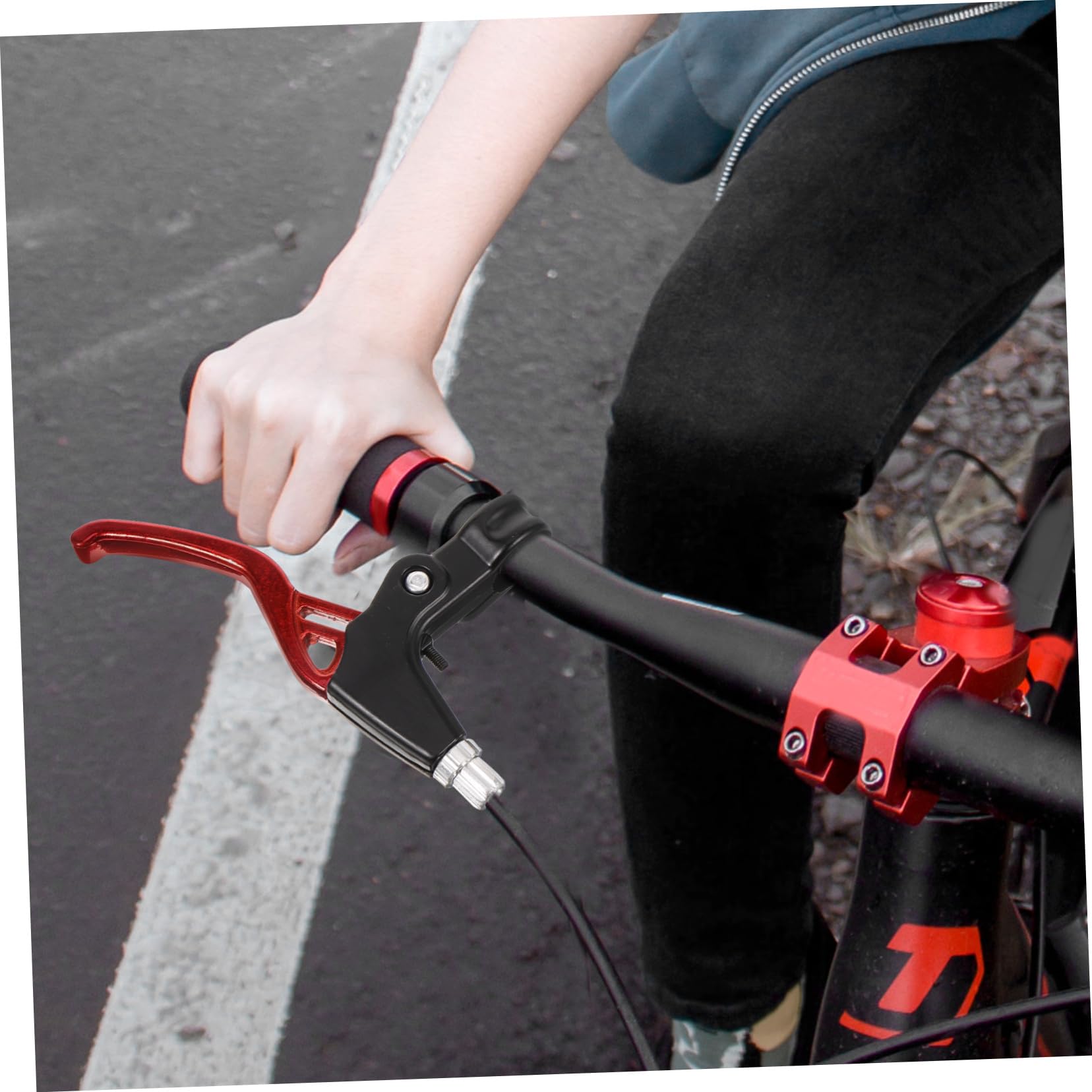 Yardwe Coppia Maniglie Freno per Bicicletta da Corsa in Alluminio (Rosse) 2 Pezzi Attrezzo Leva per Bicicletta Portatile Catena Montuosa Cestino Maniglia Tutto in Lega di Alluminio