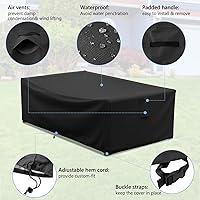 Vista 5 de AKEfit Fundas para Muebles de Patio, 500D Impermeable de Servicio Pesado para Mesa de Patio Cuadrada y Rectangular para Exteriores y Fundas de Negro