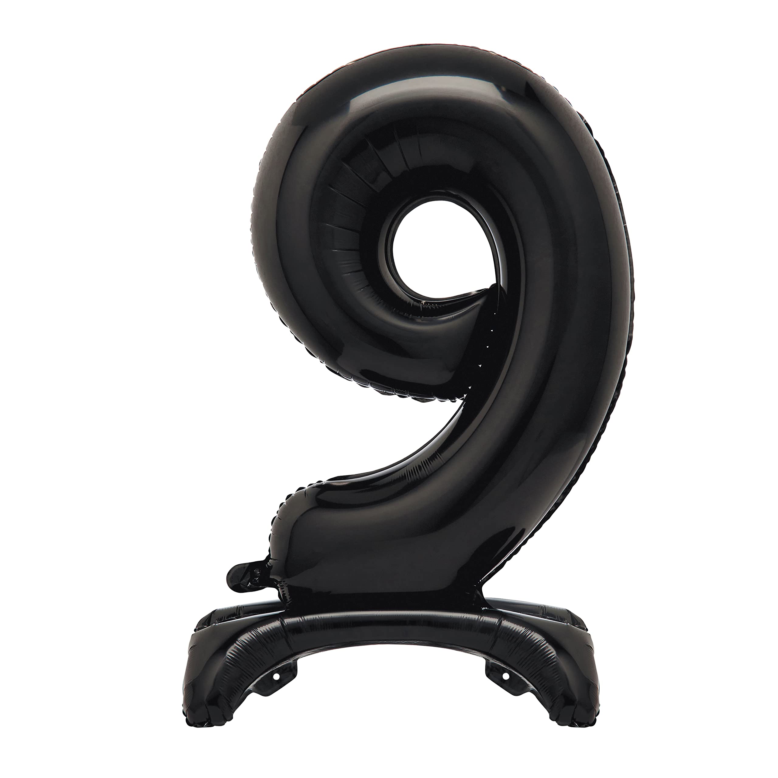 Unique Black Standing Number 9 Foil Balloon 30", Packaged
