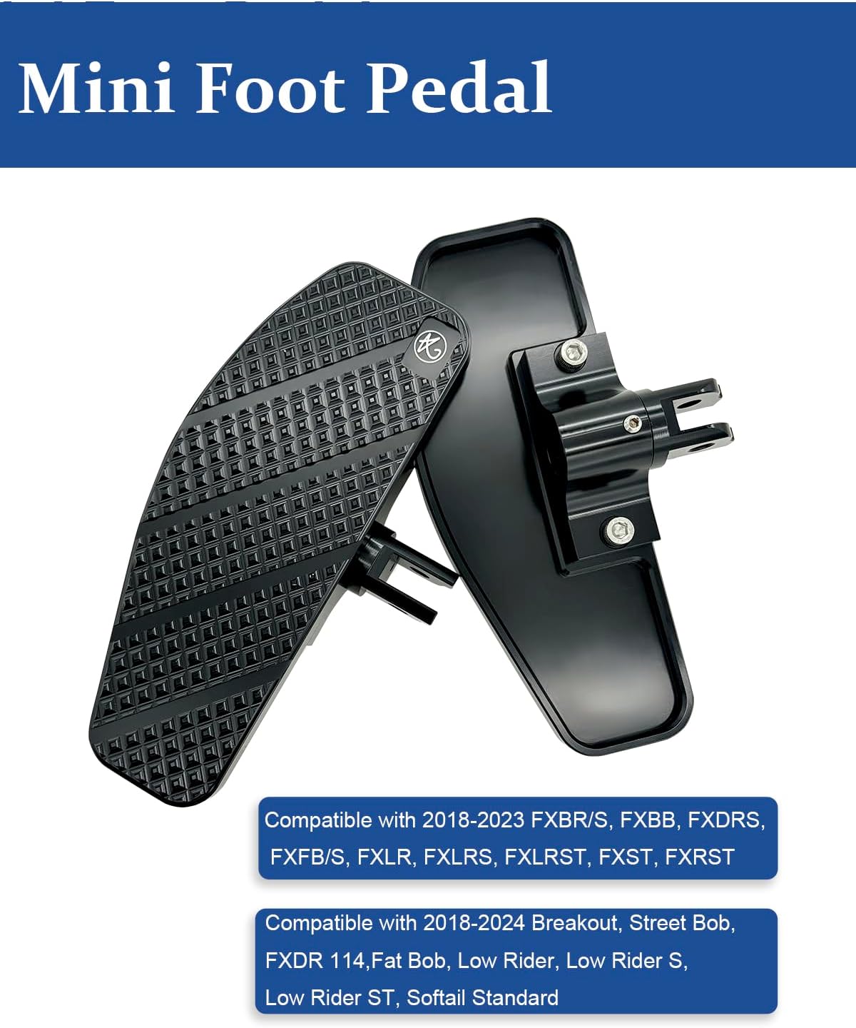 Foot Pedal Floorboard for Harley Davidson 18-2024 FX Softail Breakout, Street Bob, FXDR 114, Fat Bob, Low Rider, Low Rider S, Low Rider ST, Softail Standard 8.0“ Mini Foot Pedal (8in)