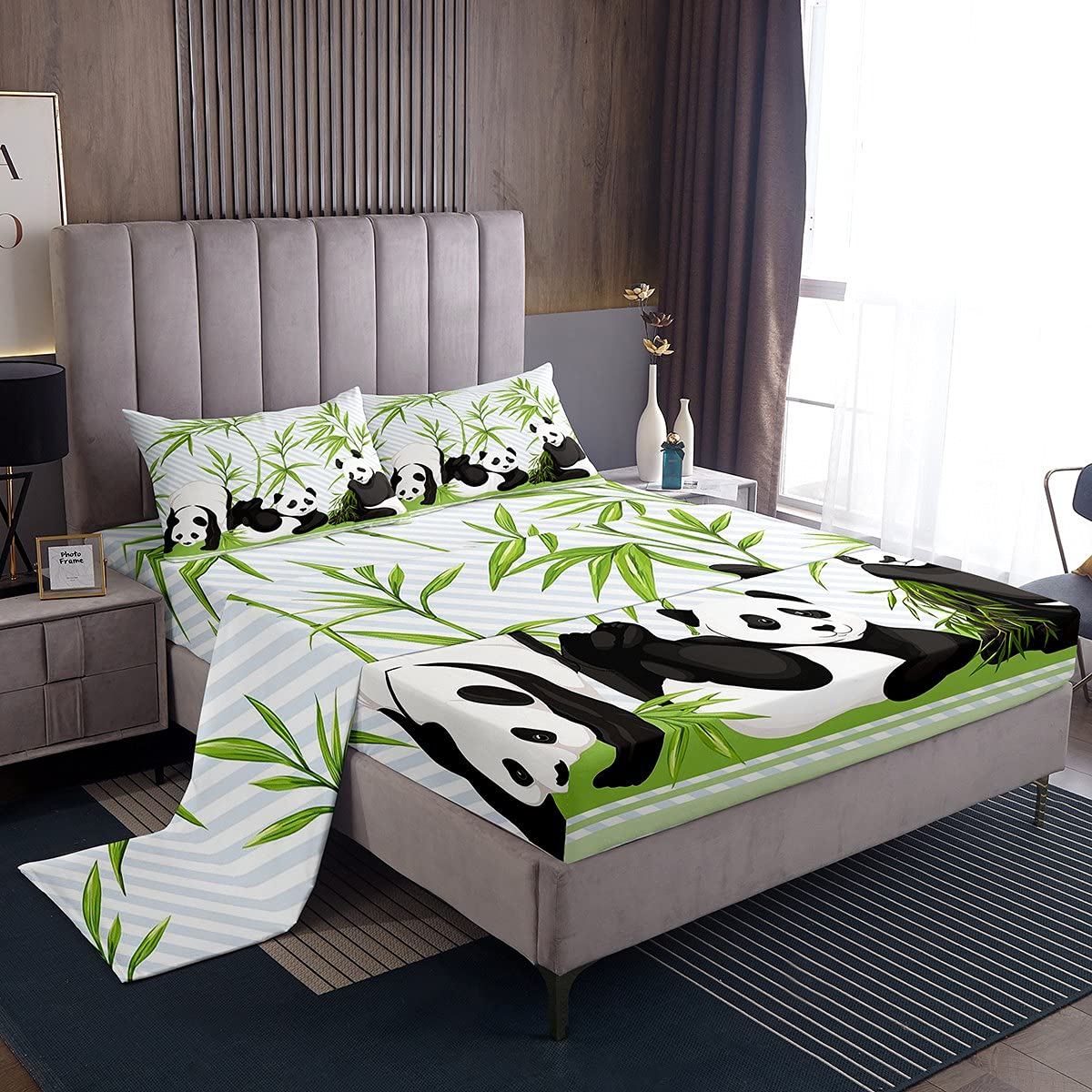 Set Biancheria Letto Bambini Con Panda - 4 Pezzi Per Letto Matrimoniale - Foto 9