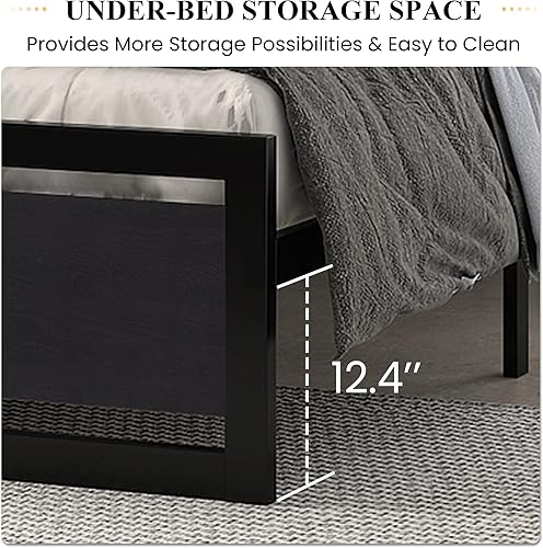 Miniatura 4 de SHA CERLIN Marco de cama tamaño completo con cabecera moderna, base de plataforma de metal resistente con pie de cama cuadrado y soporte de 13 Negro