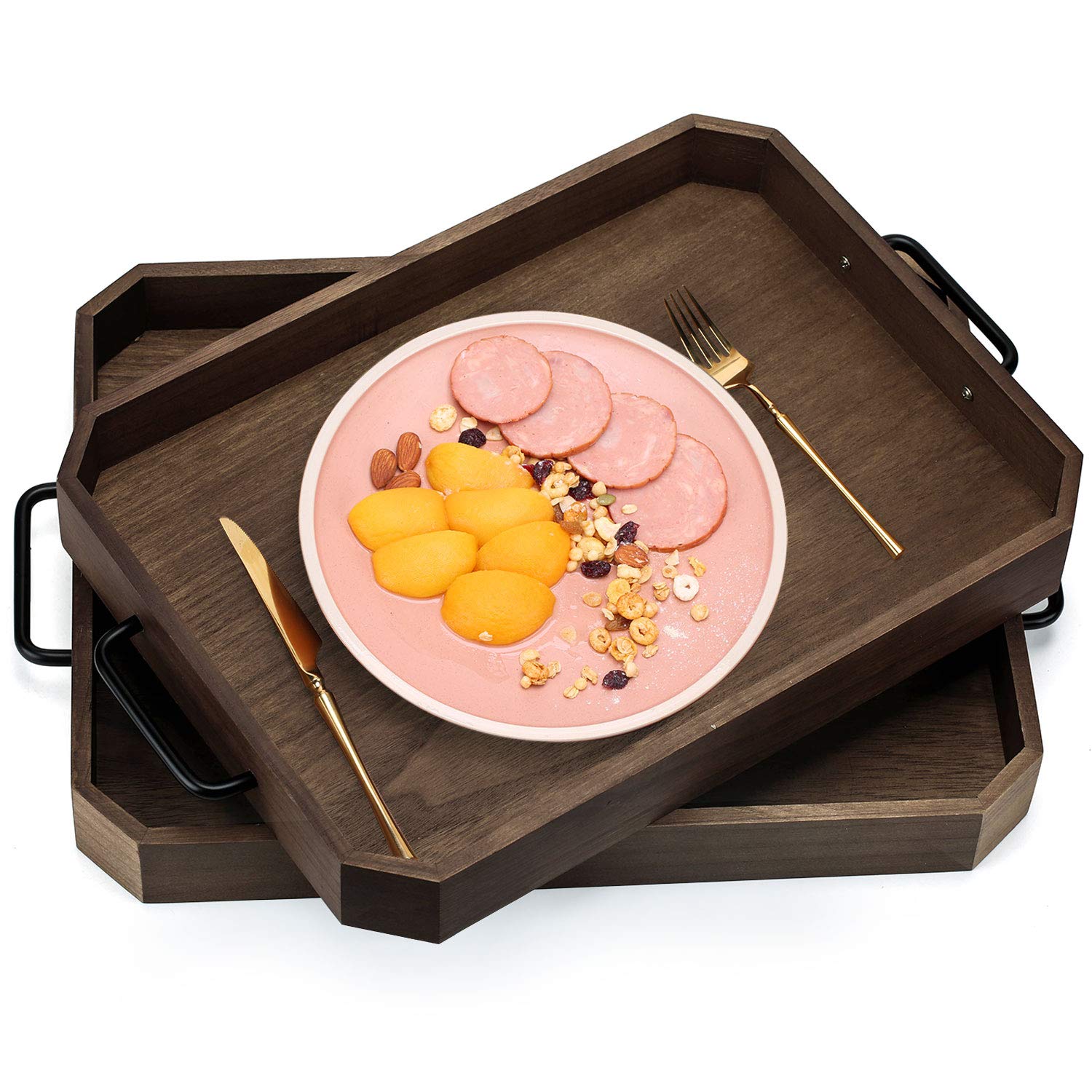 Buy PR PeakRous Wood Serving Trays, 17inch Set of 2 Large Serving Trays