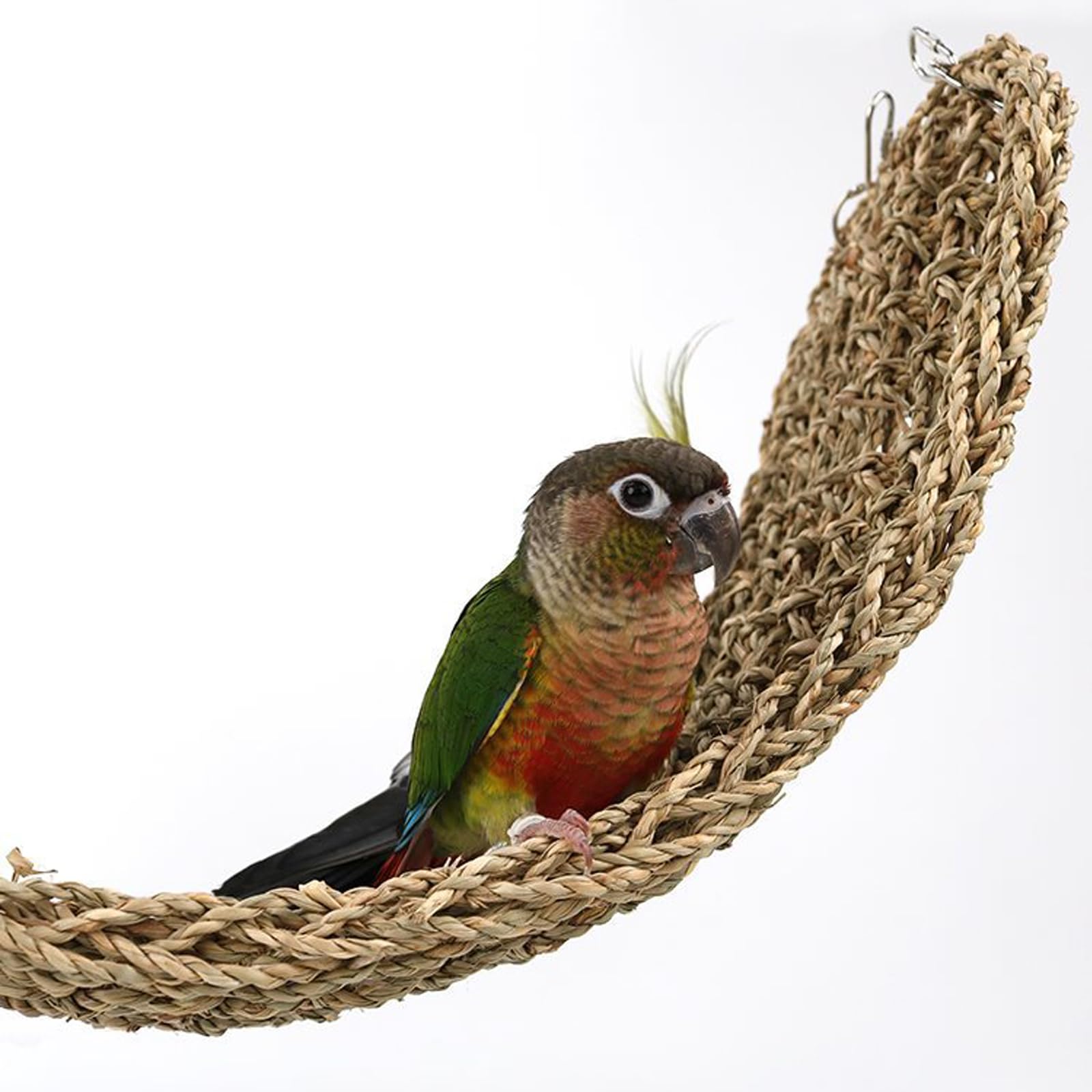 Bird Hammock Mat with Hooks, Natural Seagrass Woven Net, Bird Seagrass Mat, Bird Cage Accessories - Image 4