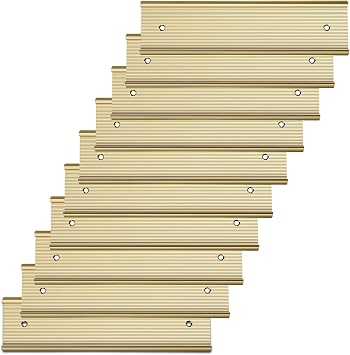 10 Pack Aluminum Name Plate Holders for Door or Wall, 2 x 8 Office Wall Mount Name Plate Holder with Textured Design and Double Sided Tape, for Office, Business, Meeting Room Gold