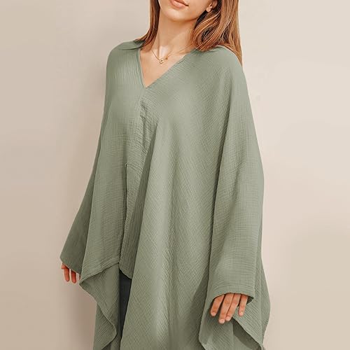 Vista 17 de Konssy Funda de lactancia de muselina para lactancia, privacidad completa de 360°, transpirable, 100% algodón, cubierta de lactancia materna, toldo