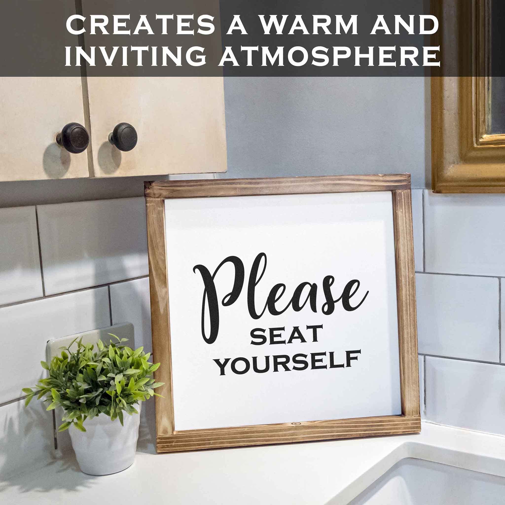 Please Seat Yourself Bathroom Sign 12x12 Inch, Rustic Bathroom Farmhouse Decor, Take A Seat Bathroom Sign Framed, Cute Bathroom Signs Decor Farmhouse Funny Farmhouse Bathroom Signs For Wall Decor