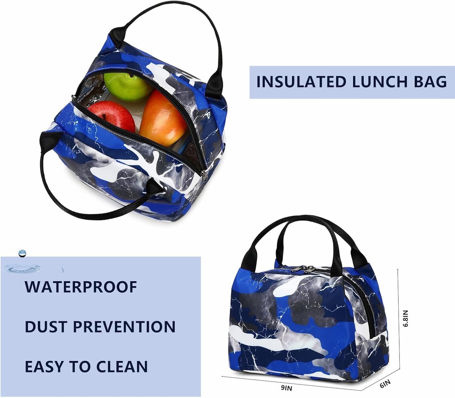 Lmwzh Backpack For Boys Girls Elementary Waterproof teen School Bags Kids Bookbag Lightweight Camo Blue 2PC