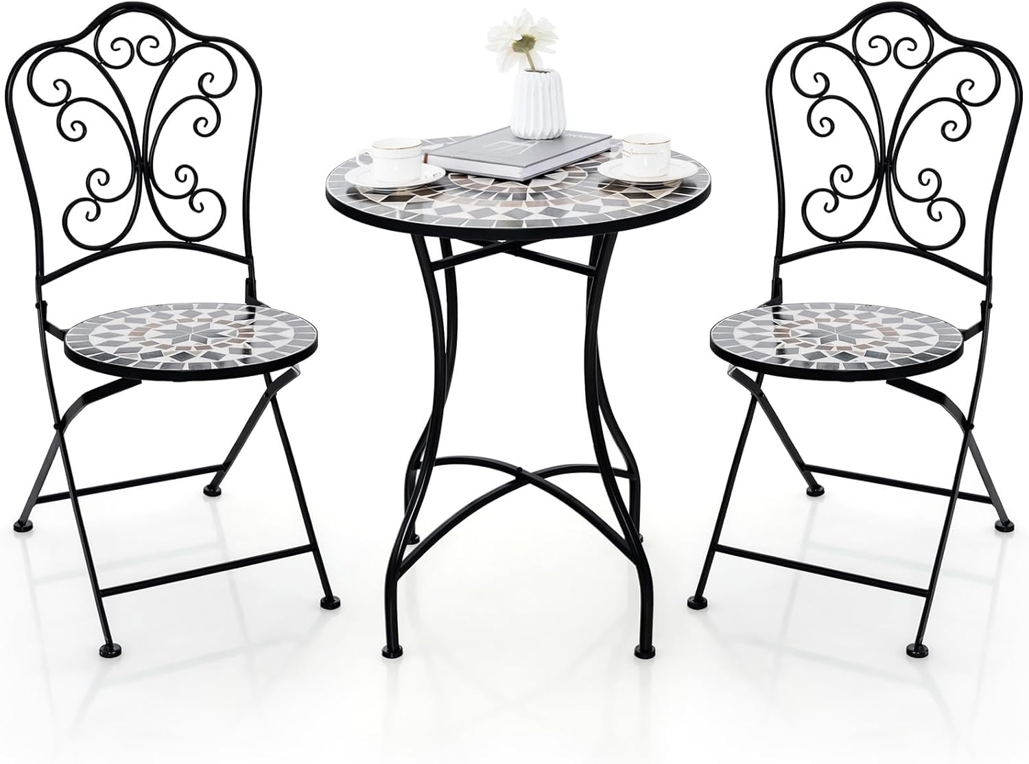 Giantex Bistro Table and Chairs Set of 2, 3 Pieces Mosaic