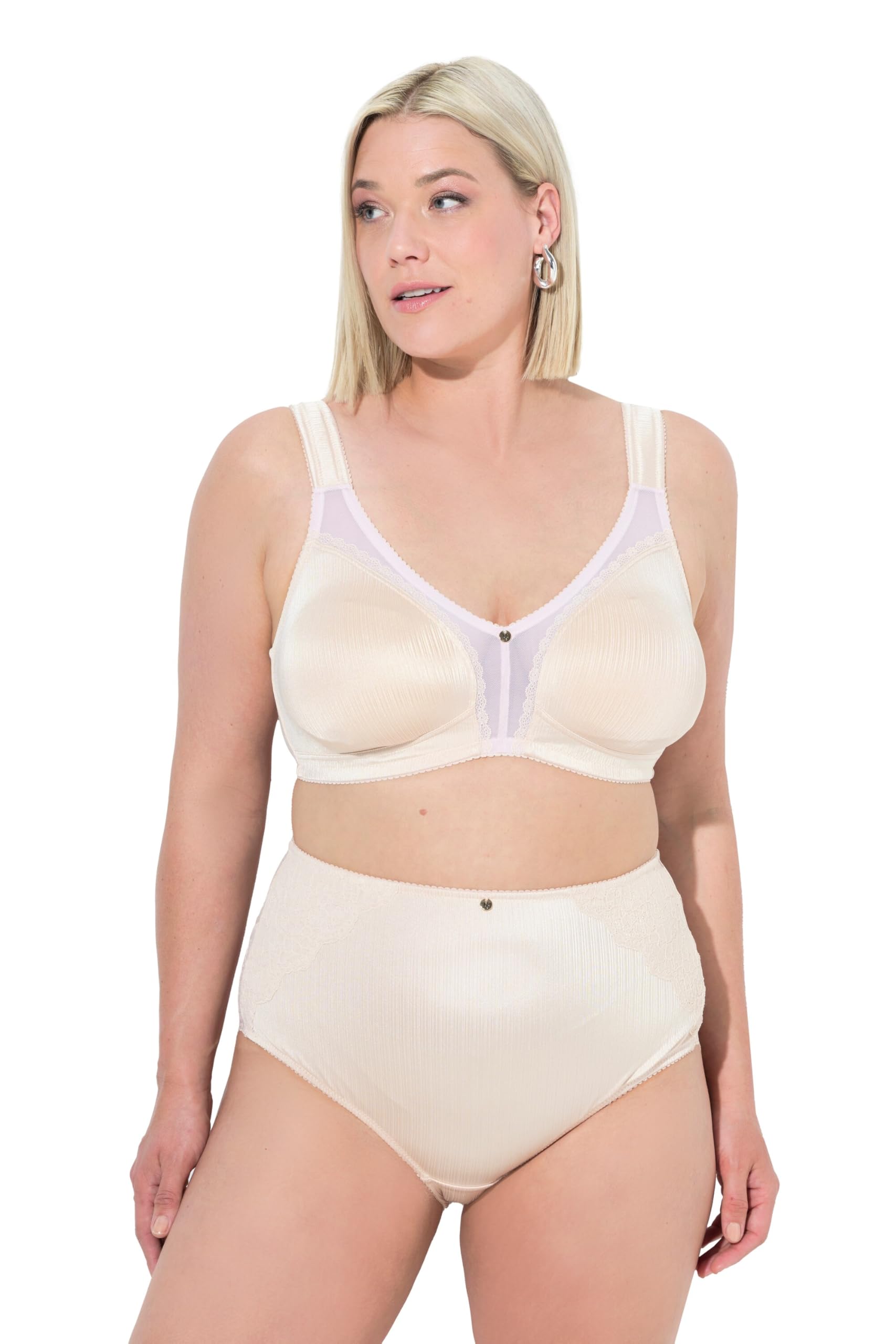 Ulla Popken Damen große Größen Übergrößen Plus Size Minimizer-BH, Satin, Spitze, ohne Bügel 841485