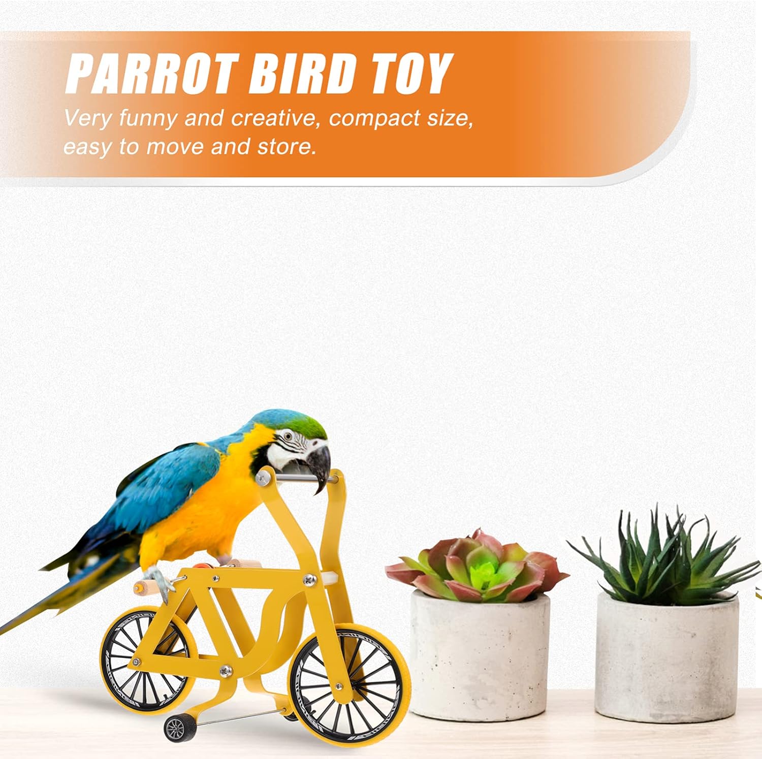 Parrot Training Bicycle Parrot Training Toy Mini Bicycle Bike Bird Play Toy Funny Bird Supplies for Parakeet Macaws Conures Yellow