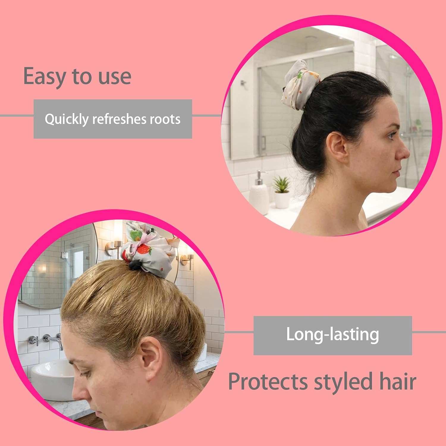 Crown Washing Shower Cap Ponytail, Waterproof Hair Sleeve for Long Hair, Reusable Adjustable Shower Caps for Women Hair Wash Waterproof Ponytail Bathing Hat (3, Beige)